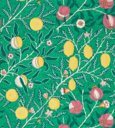 Morris & Co. 510018 Bedford Park Fruit Tangled Green - tapeta w drzewa owocowe