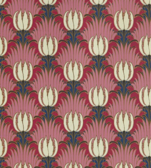 Morris & Co. 510030 Bedford Park Tulip & Bird Amaranth & Blush - tapeta tulipany