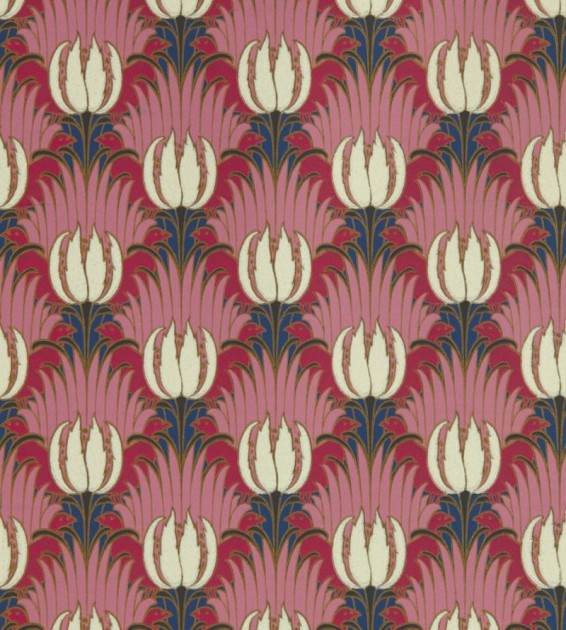 Morris & Co. 510030 Bedford Park Tulip & Bird Amaranth & Blush - tapeta tulipany