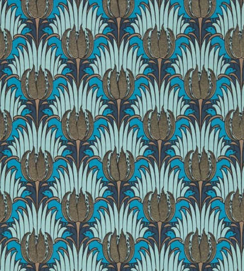 Morris & Co. 510017 Bedford Park Tulip & Bird Opal & Seafoam - tapeta tulipany