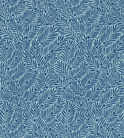 Morris & Co. 217349 Bedford Park Yew & Aril Indigo - tapeta w gałęzie cisu