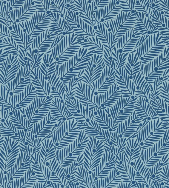 Morris & Co. 217349 Bedford Park Yew & Aril Indigo - tapeta w gałęzie cisu