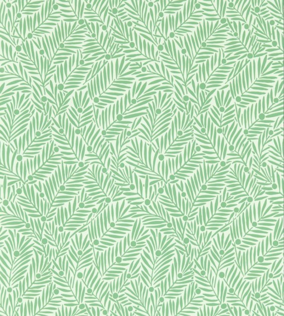 Morris & Co. 217346 Bedford Park Yew & Aril Spearmint - tapeta w gałęzie cisu