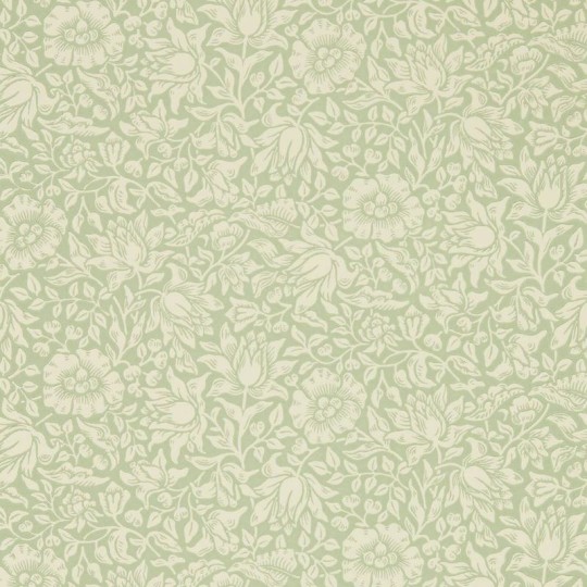 Morris & Co. 216678 Melsetter Mallow Apple Green - tapeta w kwiaty hibiskusa
