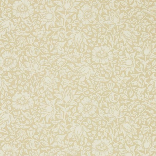Morris & Co. 216677 Melsetter Mallow Soft Gold - tapeta w kwiaty hibiskusa