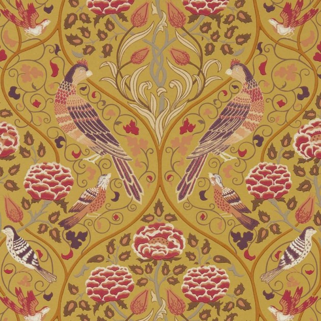 Morris & Co. 216685 Melsetter Seasons By May Saffron - tapeta roślinna z papugami