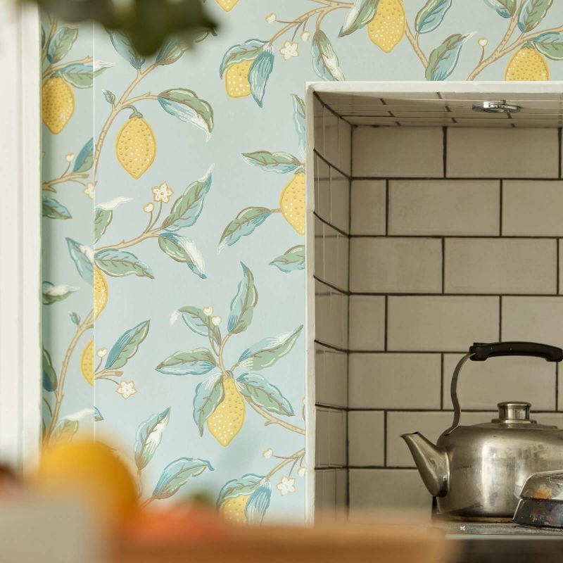 Morris & Co. 216674 Melsetter Lemon Tree Wedgewood - tapeta drzewo cytrynowe