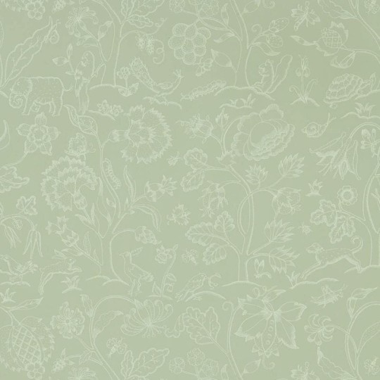 Morris & Co. 216694 Melsetter Middlemore Sage Grey - tapeta botaniczna ze zwierzętami