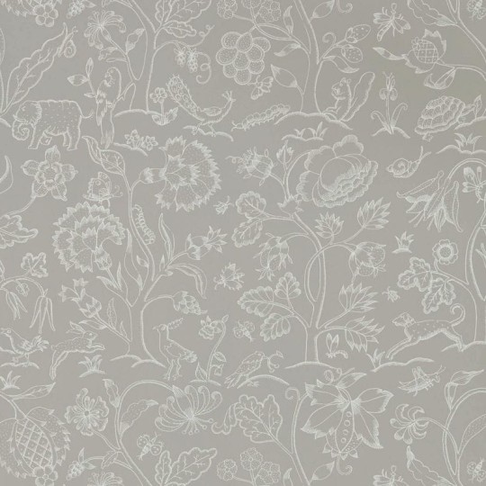 Morris & Co. 216697 Melsetter Middlemore Linen Chalk - tapeta botaniczna ze zwierzętami