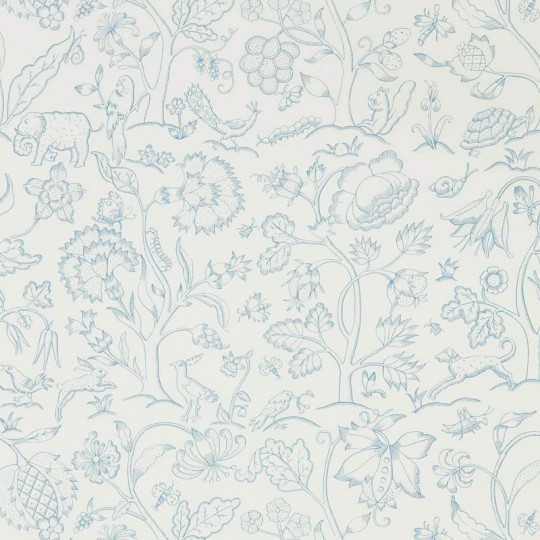Morris & Co. 216698 Melsetter Middlemore Cornflower Chalk - tapeta botaniczna ze zwierzętami