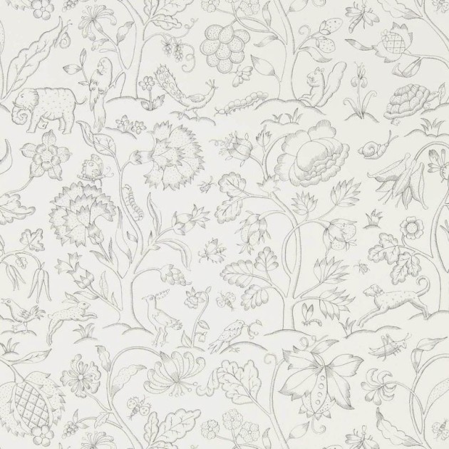 Morris & Co. 216693 Melsetter Middlemore Chalk Charcoal - tapeta botaniczna ze zwierzętami