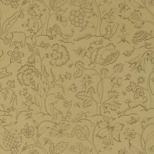 Morris & Co. 216696 Melsetter Middlemore Antique Gold - tapeta botaniczna ze zwierzętami