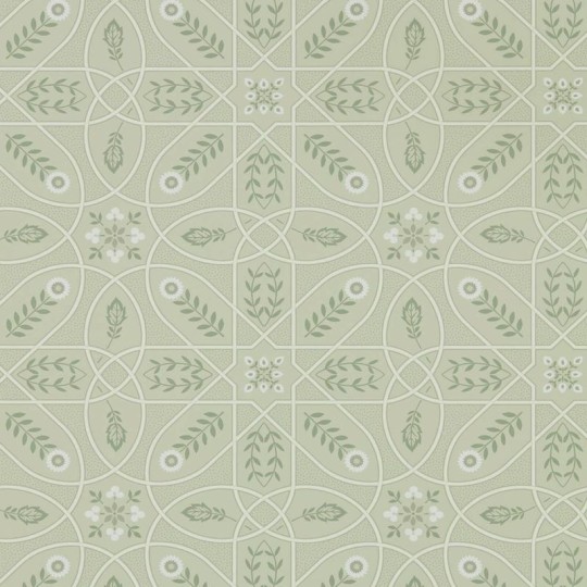 Morris & Co. 216702 Melsetter Brophy Trellis Sage Linen - tapeta geometryczna z kwiatkami