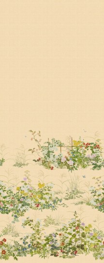Cole&Son 126/7025 Shinrin Yoku Scenic Flora Japanese Paperweave Gold - mural japoński ogród na tkanym tle