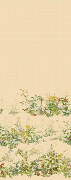 Cole&Son 126/7025 Shinrin Yoku Scenic Flora Japanese Paperweave Gold - mural japoński ogród na tkanym tle