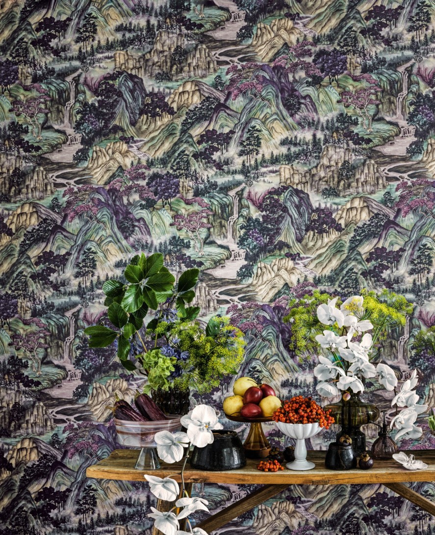 Cole&Son 126/11042 Shinrin Yoku Mountainscape Autumnal - tapeta krajobraz japońskich gór