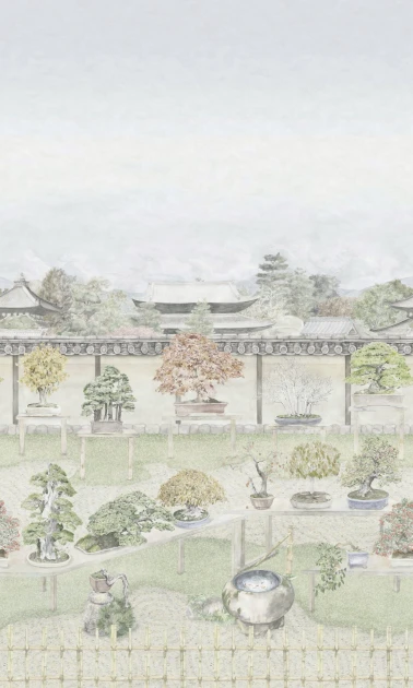 Cole&Son 126/1001 Shinrin Yoku Bonsai Garden Vivid - mural krajobraz z drzewkami bonsai