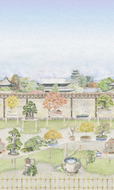 Cole&Son 126/1002 Shinrin Yoku Bonsai Garden Powder - mural krajobraz z drzewkami bonsai