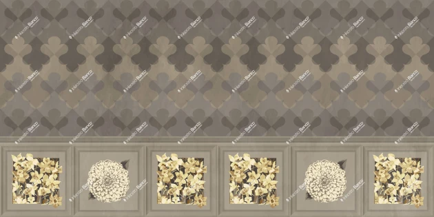 Inkiostro Bianco INKMMMA2401 Ken Scott Unconventional Vanita Bloom Zigano - mural łączący boazerię i geometrię