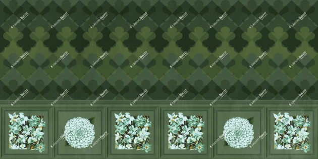 Inkiostro Bianco INKMMMA2402 Ken Scott Unconventional Vanita Bloom Zigano - mural łączący boazerię i geometrię