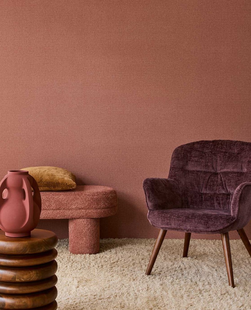 Eijffinger 340626 Linen Look - czerwona tapeta imitująca len