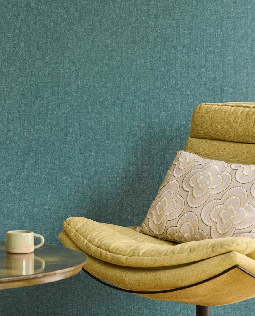 Eijffinger 340634 Linen Look - zielona tapeta imitująca len