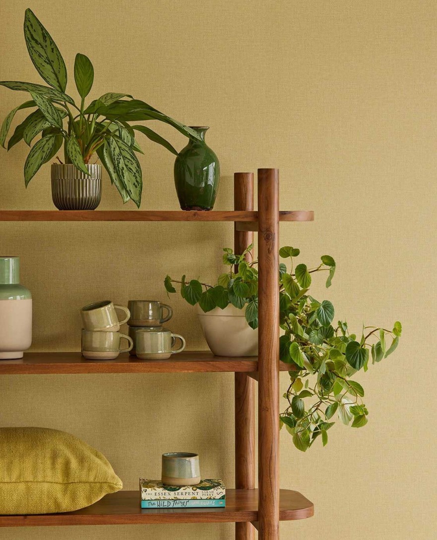 Eijffinger 340636 Linen Look - oliwkowa tapeta imitująca len