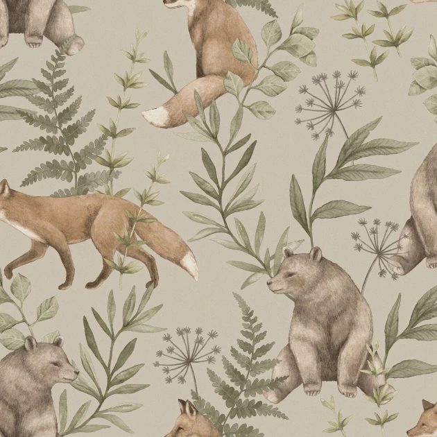 OL / Boras Tapeter 6921 Newbie Wild Forest Beige - 1 rolka