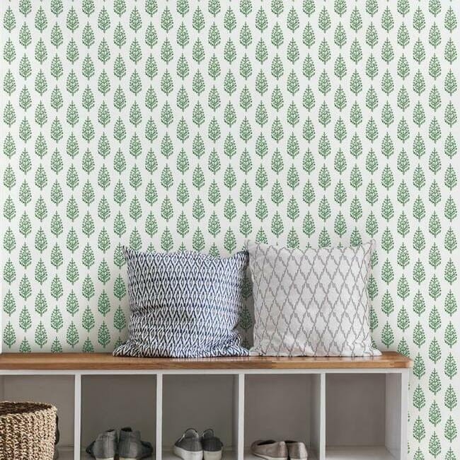 York FH4067 Simply Farmhouse Paisley On Calico Green - tapeta w minimalistyczny motyw roślinny