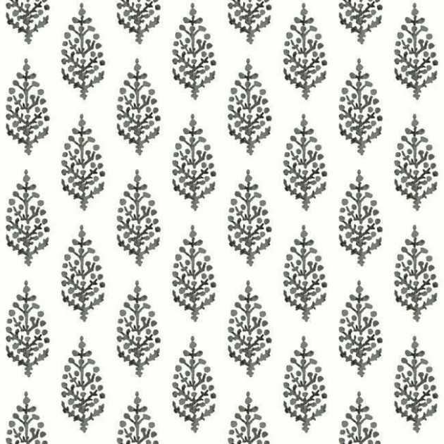 York FH4069 Simply Farmhouse Paisley On Calico Black/White - tapeta w minimalistyczny motyw roślinny