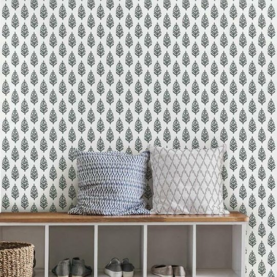 York FH4069 Simply Farmhouse Paisley On Calico Black/White - tapeta w minimalistyczny motyw roślinny