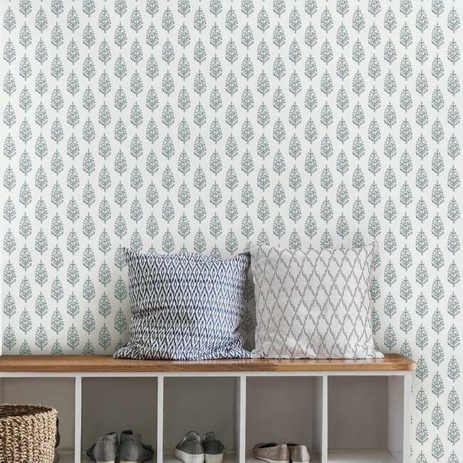 York FH4070 Simply Farmhouse Paisley On Calico Grey - tapeta w minimalistyczny motyw roślinny