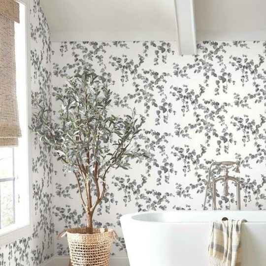 York FH4038 Simply Farmhouse Creeping Fig Vine Black/White - tapeta w liście