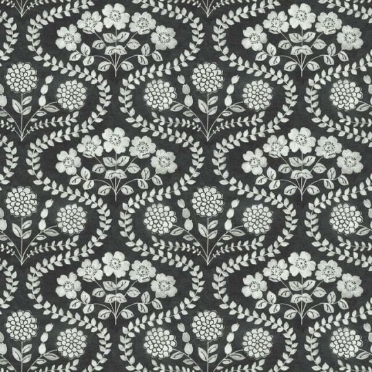 York FH4022 Simply Farmhouse Folksy Floral Black/White - tapeta w ludowe ornamenty roślinne