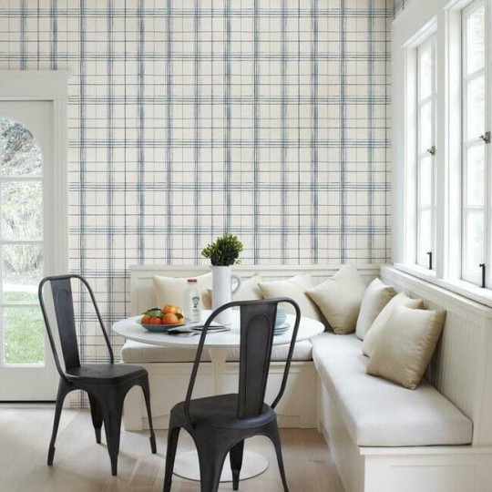 York FH4017 Simply Farmhouse Farmhouse Plaid Navy/White - tapeta w kratę
