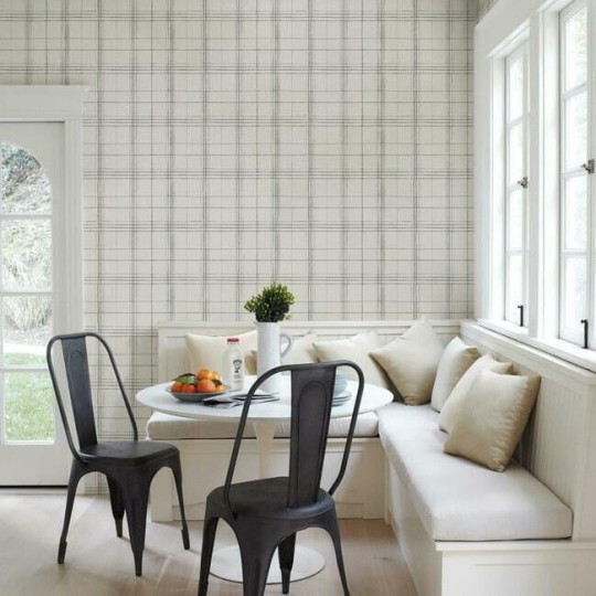 York FH4018 Simply Farmhouse Farmhouse Plaid Taupe/Charcoal - tapeta w kratę