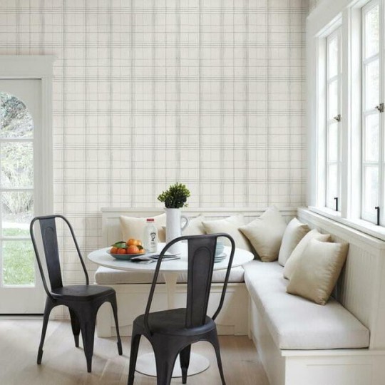 York FH4020 Simply Farmhouse Farmhouse Plaid Grey/White - tapeta w kratę