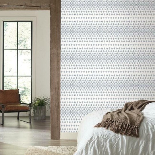 York FH4042 Simply Farmhouse Diamond Ombre Navy/White - tapeta w geometryczny wzór
