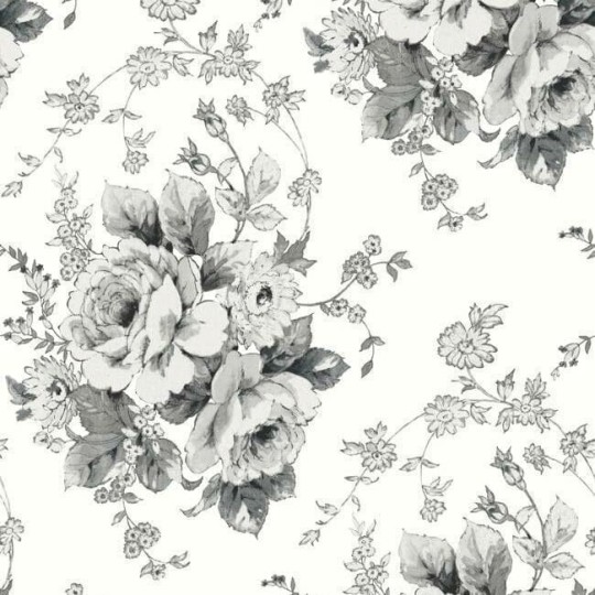 York FH4086 Simply Farmhouse Heritage Rose White/Black - tapeta w róże