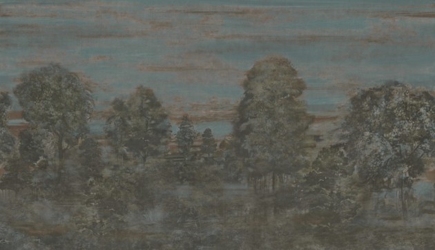 Armani Casa 9055 Precious Fibers 1 Macbeth - mural z jedwabnej tkaniny z krajobrazem lasu