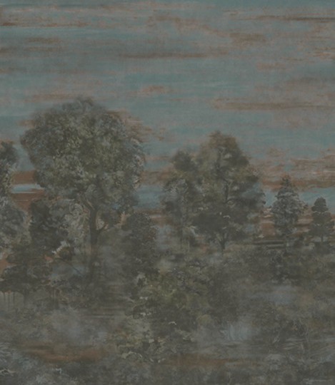 Armani Casa 9056 Precious Fibers 1 Macbeth - mural z jedwabnej tkaniny z krajobrazem lasu