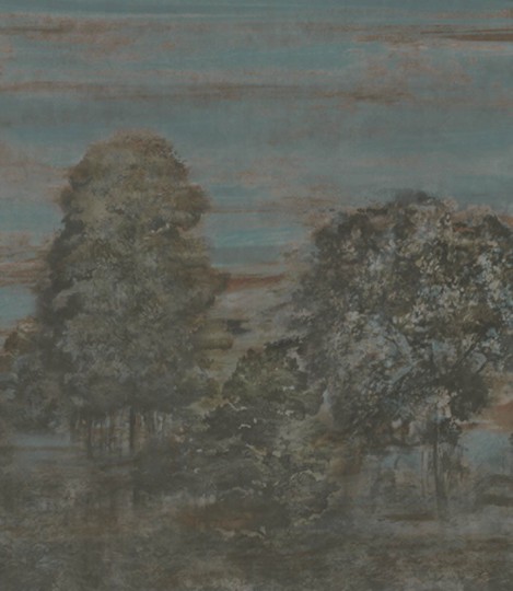 Armani Casa 9057 Precious Fibers 1 Macbeth - mural z jedwabnej tkaniny z krajobrazem lasu