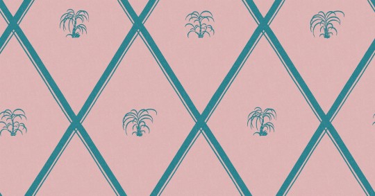 Boras Tapeter 9640W Wiener Werkstatte Medina Pink - mural geometryczny z palemkami