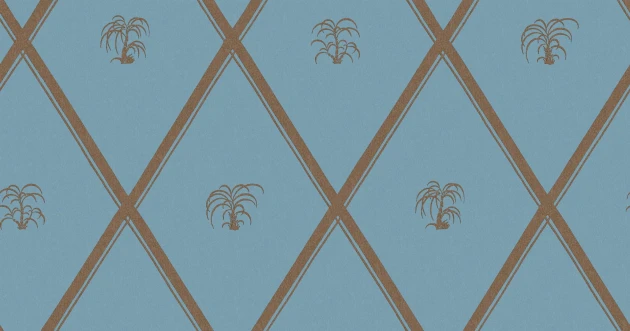 Boras Tapeter 9641W Wiener Werkstatte Medina Blue - mural geometryczny z palemkami