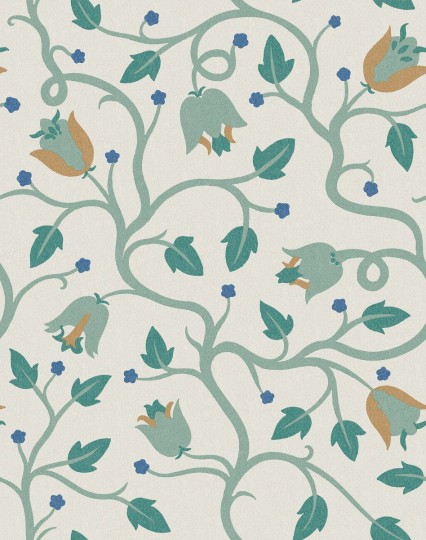 Boras Tapeter 9643W Wiener Werkstatte Mekka Green - mural roślinny