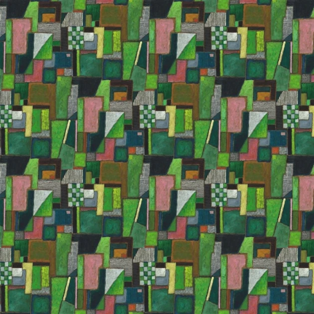 Designers Guild PDG1203/01 Pottery Studio Raku Patchwork Emerald - mural patchwork
