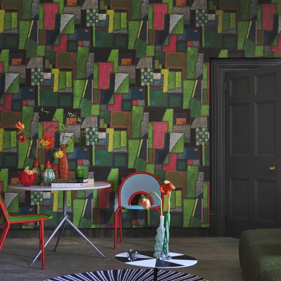 Designers Guild PDG1203/01 Pottery Studio Raku Patchwork Emerald - mural patchwork