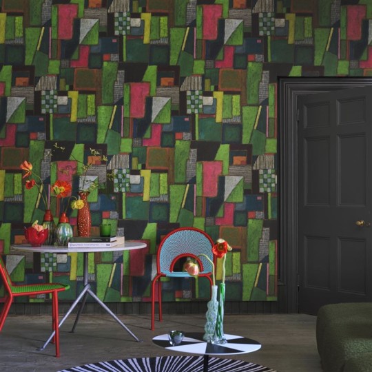 Designers Guild PDG1203/01 Pottery Studio Raku Patchwork Emerald - mural patchwork