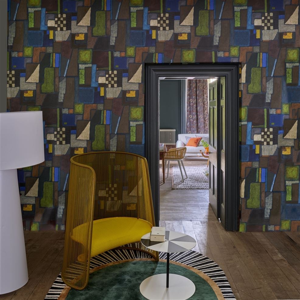 Designers Guild PDG1203/02 Pottery Studio Raku Patchwork Chocolate - mural patchwork