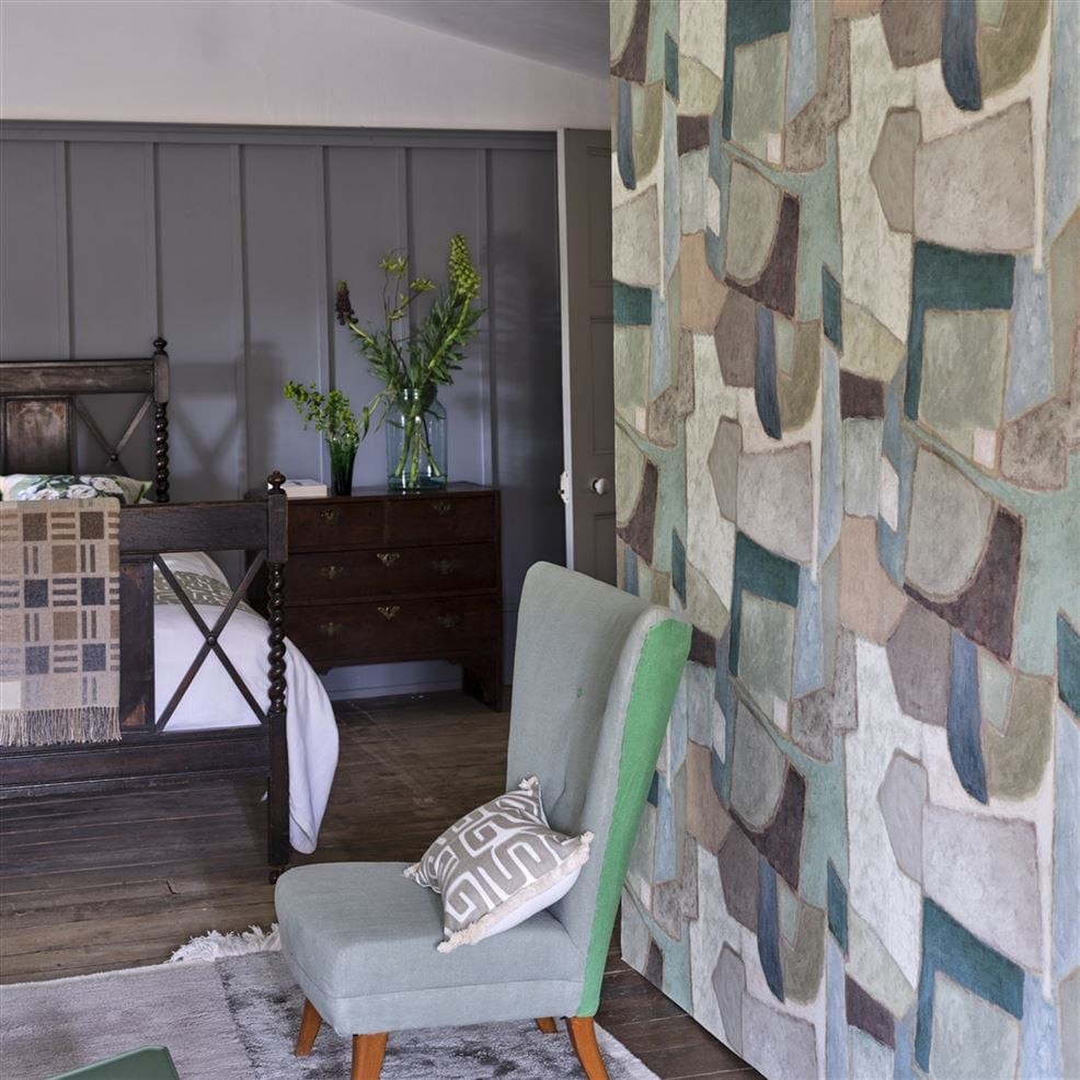 Designers Guild PDG1201/01 Pottery Studio Clay Collage Ecru - mural geometryczny